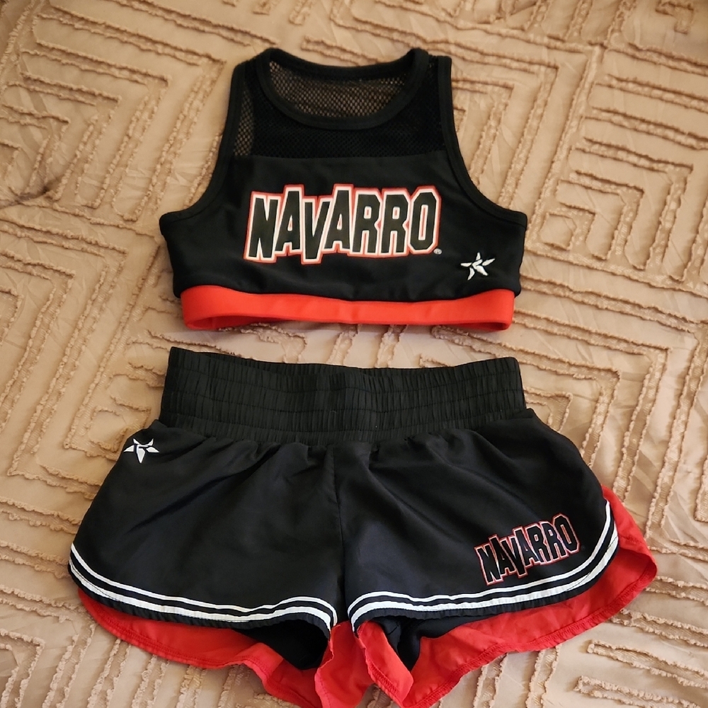 Kids Black and Red Cheer Shorts Set